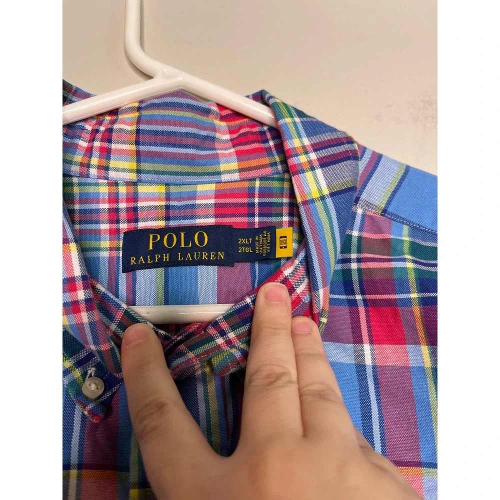Polo Ralph Lauren Pink Blue Yellow Plaid Prep Old Money Short Sleeve Shirt 2XLT